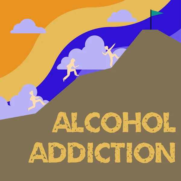 Señal Escritura Mano Adicción Alcohol Concepto Negocio Caracterizado Por Consumo — Foto de Stock