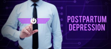 Kavramsal görünüm Doğum Sonrası Depresyonu, Kavramsal Fotoğraf Doğum sonrası yoğun depresyon içeren bir ruh hali bozukluğu