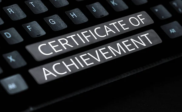 Handskrift Text Certificate Achievement Internet Concept Intyga Att Person Gjort — Stockfoto