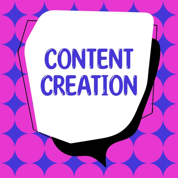 Text Bildtext Som Presenterar Content Creation Word Skrivet Bidrag Information — Stockfoto