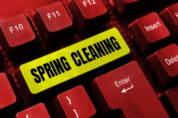Tekst Pokazujący Inspirację Spring Cleaning Word Wpisany Praktykę Gruntownego Sprzątania — Zdjęcie stockowe