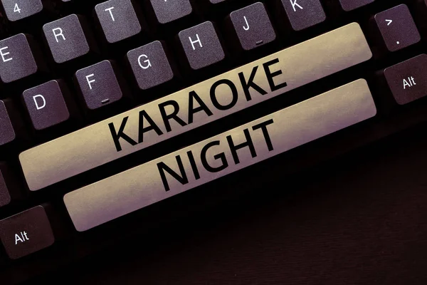 Textový Nápis Ukazující Karaoke Night Obchodní Přehled Zábavní Zpěv Podél — Stock fotografie