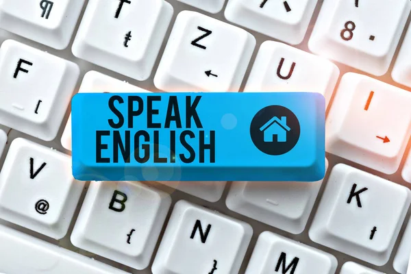 Text Caption Presenting Speak English Business Idea Studium Dalšího Cizího — Stock fotografie