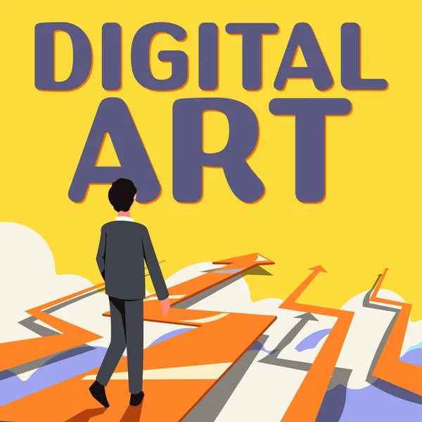 Signo Texto Que Muestra Arte Digital Concepto Que Significa Uso — Foto de Stock