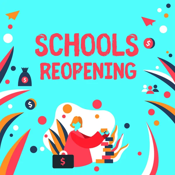 Text Showing Inspiration Schools Reopening Word Written Classes Time Being — Stock Photo, Image