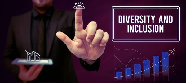 Segno Scrittura Mano Diversità Inclusione Business Concetto Gamma Differenza Umana — Foto Stock
