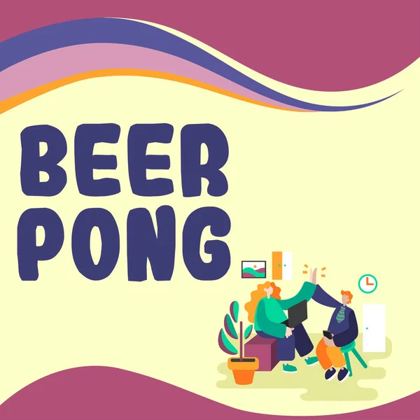 Beer Pong Word Written Game Set Beer Contains Cup Sweep — 스톡 사진