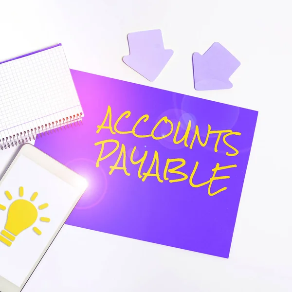 손으로 Accounts Payable 인터넷 컨셉트 Internet Concept Money 회사가 공급자들에게 — 스톡 사진