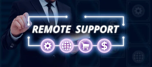 Inspiration Zeigt Zeichen Remote Support Internet Konzept Hilft Endanwendern Computerprobleme — Stockfoto
