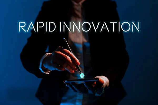Inspiration Visar Tecken Rapid Innovation Affärsidé Kännetecknande För Webbplats Som — Stockfoto
