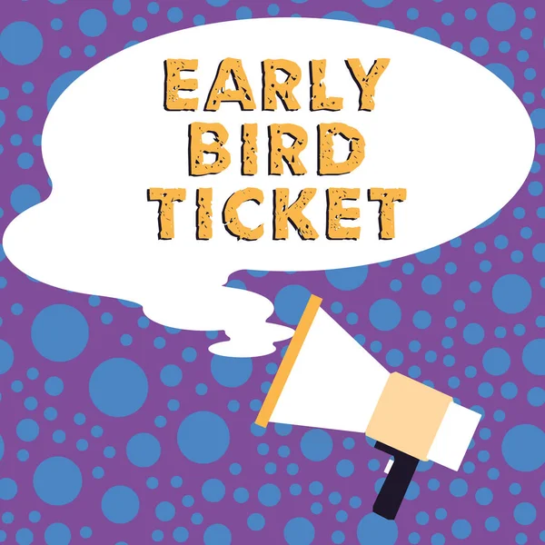 stock image Conceptual caption Early Bird Ticket, Business idea Buying a ticket before it go out for sale in regular price