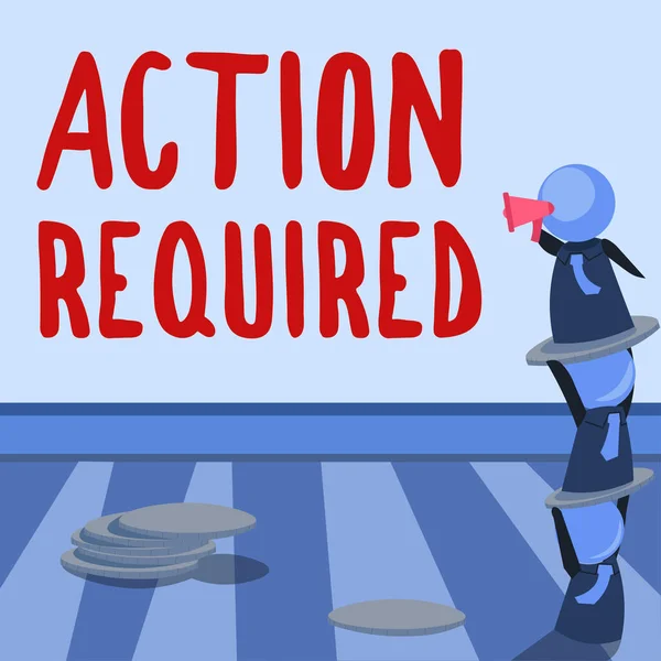 Podpis Tekstowy Przedstawiający Action Required Word Regard Działanie Kogoś Względu — Zdjęcie stockowe