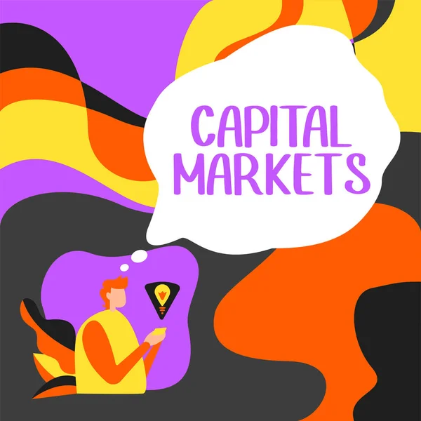 Text Bildtext Presenterar Kapitalmarknader Word Skrivet Tillåt Företag Att Samla — Stockfoto