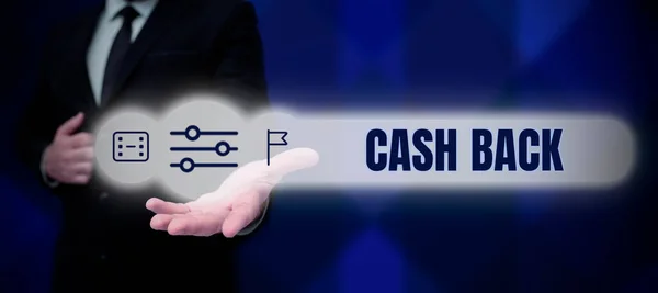Esin Kaynağı Cash Back Konsepti Teşvikleri Sunan Metin Alıcılara Nakit — Stok fotoğraf