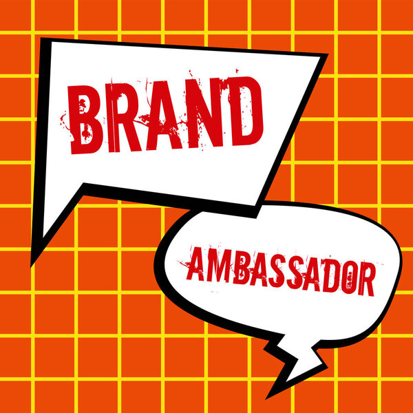 Text caption presenting Brand Ambassador, Word for agent accredited as the resident representative for a special brand