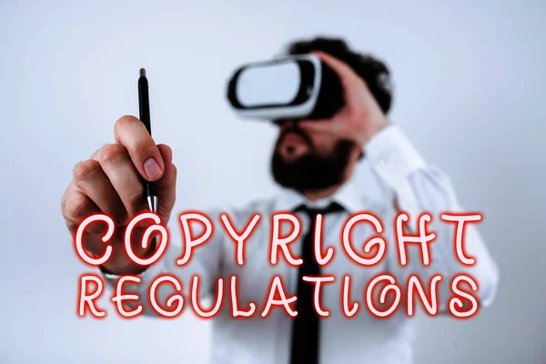 Hand Writing Sign Copyright Regulations Επιχειρηματική Ιδέα Σώμα Του Νόμου — Φωτογραφία Αρχείου