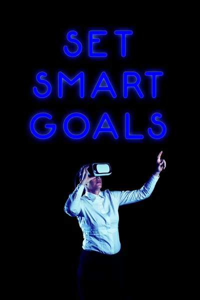 Bildunterschrift Smart Goals Word Written Erreichbare Ziele Festlegen Gute Geschäftspläne — Stockfoto