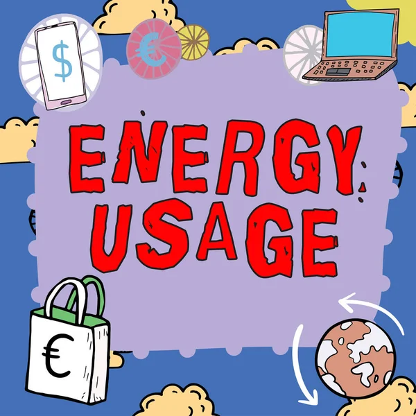 Conceptueel Bijschrift Energiegebruik Woord Voor Hoeveelheid Energie Verbruikt Gebruikt Een — Stockfoto