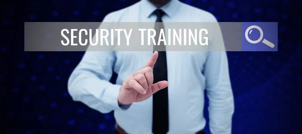 Inspiration Zeigt Zeichen Security Training Word Zur Bereitstellung Von Sicherheitsbewusstseinsschulungen — Stockfoto