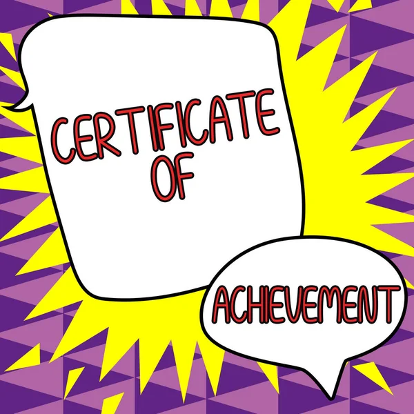 Handschrift Certificate Achievement Woord Voor Bevestigen Dat Een Persoon Uitzonderlijk — Stockfoto
