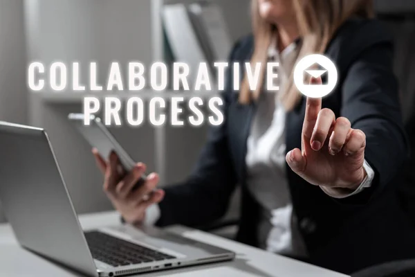 손으로 Collaborative Process Business Concepts People Organizations Work Results — 스톡 사진