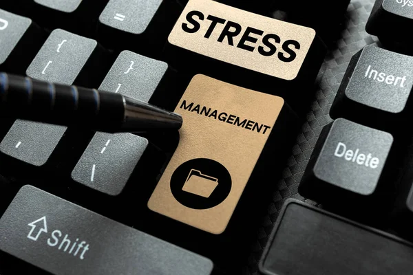 テキストの手書きストレス管理 ストレスを軽減する行動や思考のビジネスコンセプト学習方法 — ストック写真