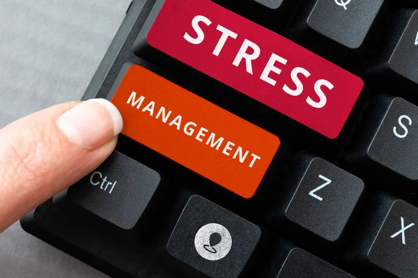 Konzeptionelle Darstellung Von Stressmanagement Word Written Über Verhaltens Und Denkweisen — Stockfoto