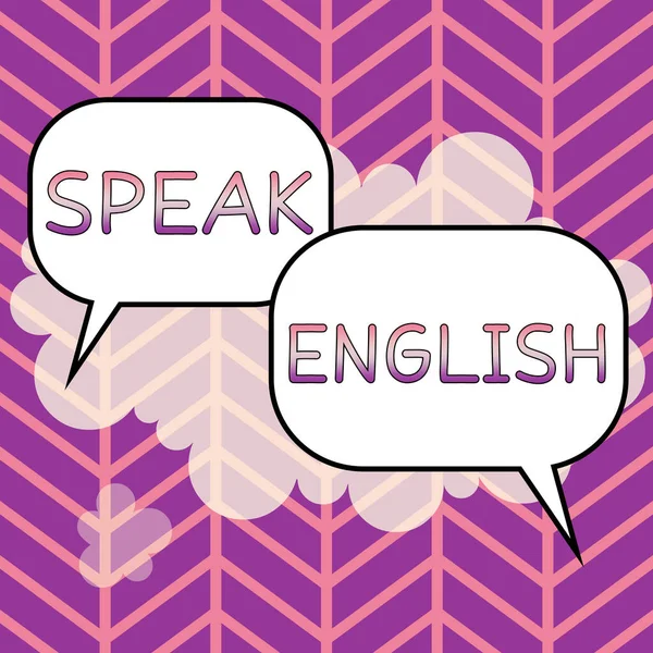 他の外国語を勉強するために書かれた英語を話す 単語を表示するサイン オンライン英語 英会話 — ストック写真