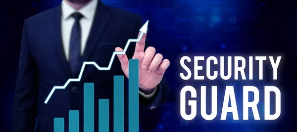 Text Bildtext Presenterar Security Guard Business Showcase Verktyg Som Används — Stockfoto