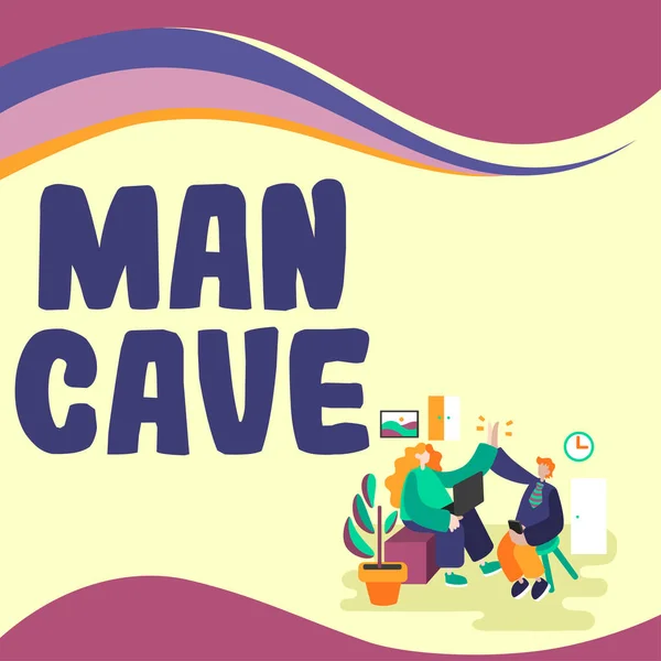 Scrivere Visualizzando Testo Man Cave Concetto Che Significa Una Stanza — Foto Stock