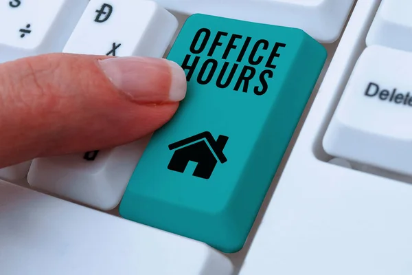 Text caption presenting Office Hours, Concept meaning The hours which business is normally conducted Working time