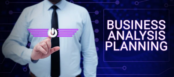 Logga Som Visar Business Analysis Planning Word Skrivet Ett Företag — Stockfoto