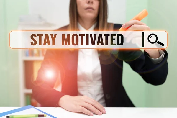 Ručně Psané Znamení Stay Motivovaný Business Showcase Odměňte Pokaždé Když — Stock fotografie