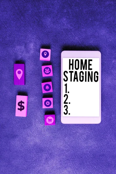 Text showing inspiration Home Staging, Word for preparation of a private residence for sale in the real estate marketplace