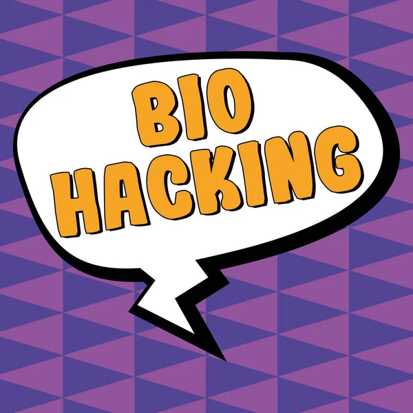Sign Exibindo Bio Hacking Abordagem Negócios Explorando Material Genético Experimentalmente — Fotografia de Stock