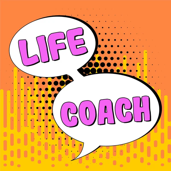 Εγγραφείτε Εμφανίζοντας Life Coach Έννοια Ένα Πρόσωπο Που Συμβουλεύει Τους — Φωτογραφία Αρχείου