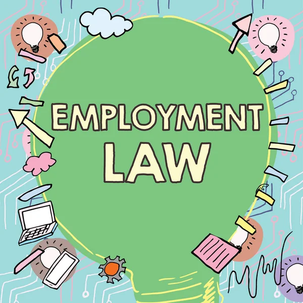 手写签名 就业法 商业概念涉及雇主和雇员的法定权利和义务 — 图库照片