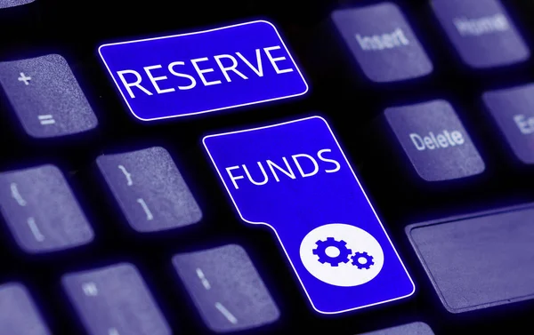 Podepsat Zobrazení Rezervních Fondů Obchodní Přehled Peněz Uvolněných Banky Zálohování — Stock fotografie