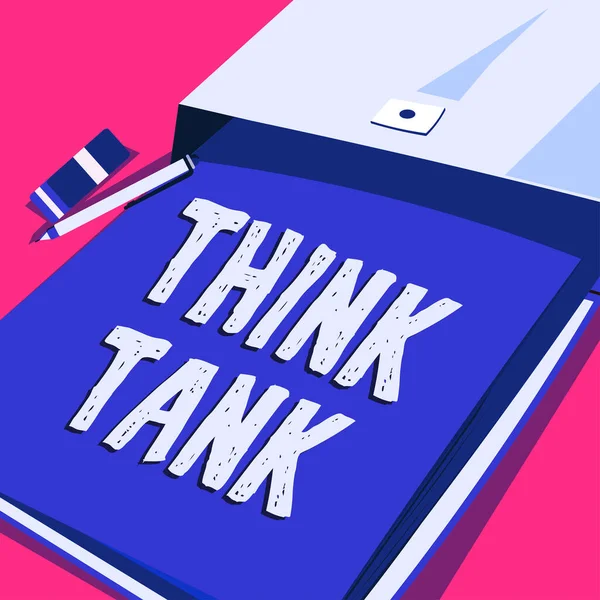 Sign Exibindo Think Tank Conceito Negócio Pensando Soluções Inovadoras Valiosas — Fotografia de Stock