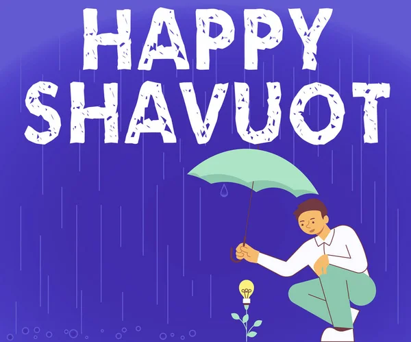 Segno Testo Che Mostra Happy Shavuot Business Vetrina Festa Ebraica — Foto Stock
