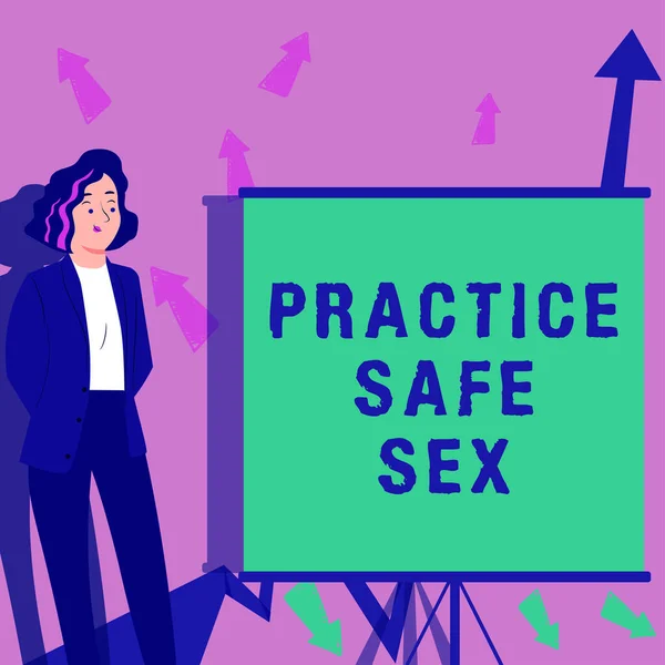 写作表明练习安全性行为 概念指的是为避免性接触疾病而采取的措施 — 图库照片
