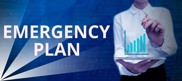 Placa Exibindo Plano Emergência Conceito Negócio Procedimentos Para Resposta Emergências — Fotografia de Stock