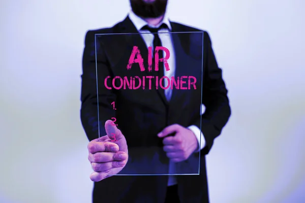 Conceptuele Weergave Airconditioner Zakelijke Naderingsapparatuur Voor Het Wassen Van Lucht — Stockfoto