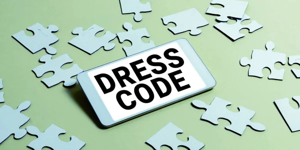 stock image Hand writing sign Dress Code, Business idea an accepted way of dressing for a particular occasion or group