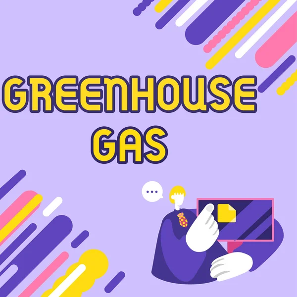 Text sign showing Greenhouse Gas, Concept meaning carbon dioxide contribute to greenhouse effect by absorbing infrared radiation