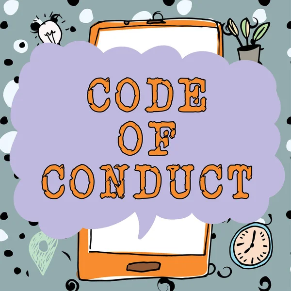 Légende Texte Présentant Code Conduite Concept Signifiant Règles Éthique Codes — Photo