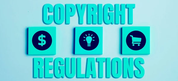 Texto Que Muestra Inspiración Copyright Regulations Business Showcase Body Law —  Fotos de Stock