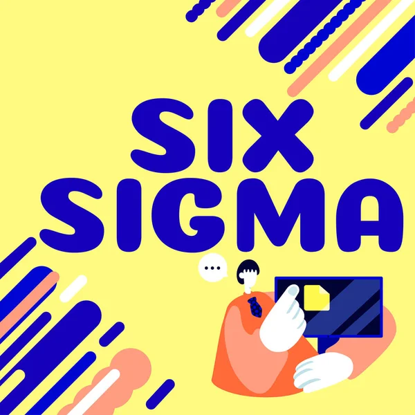 Legenda Conceitual Six Sigma Técnicas Gerenciamento Fotos Conceituais Para Melhorar — Fotografia de Stock