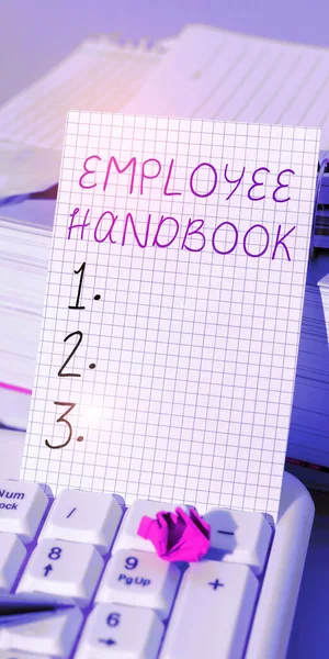 stock image Writing displaying text Employee Handbook, Word Written on Document that contains an operating procedures of company