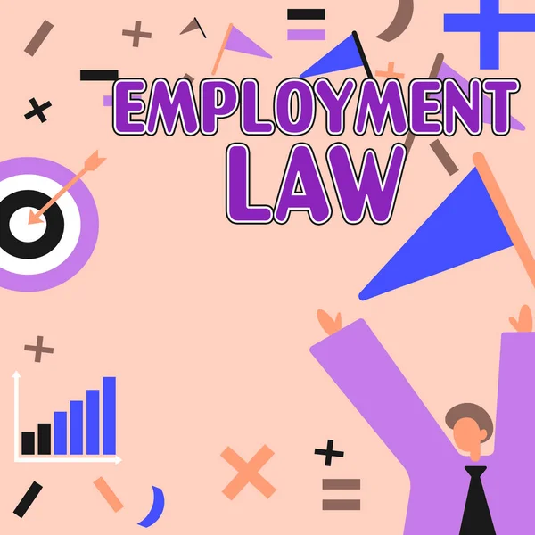 Hand writing sign Employment Law, Business overview deals with legal rights and duties of employers and employees
